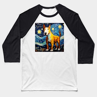 Bull Terrier Portrait in Starry Night style Baseball T-Shirt